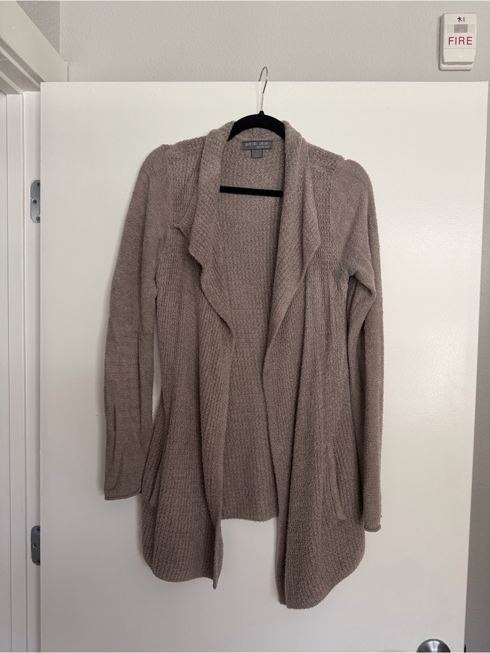 Barefoot Dreams Open-Front Draped Cardigan - Taupe Gray